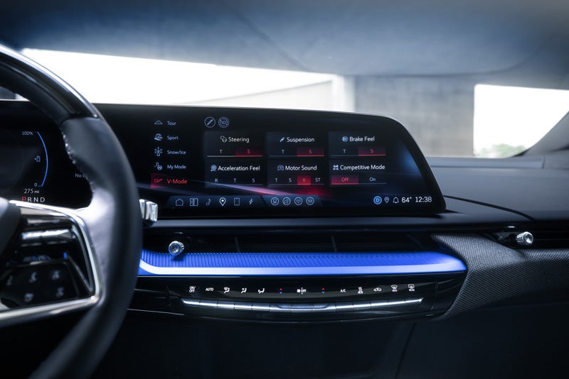 The 2026 OPTIQ-V Display Screen Displaying the V-Mode Settings | ELCO Cadillac in Ballwin MO