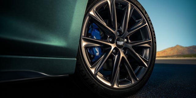 Low Angle View of a Front Tire Of a 2025 Cadillac CT5-V